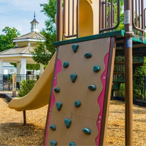 a playground with a slide
